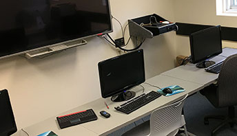 computer desk in lab